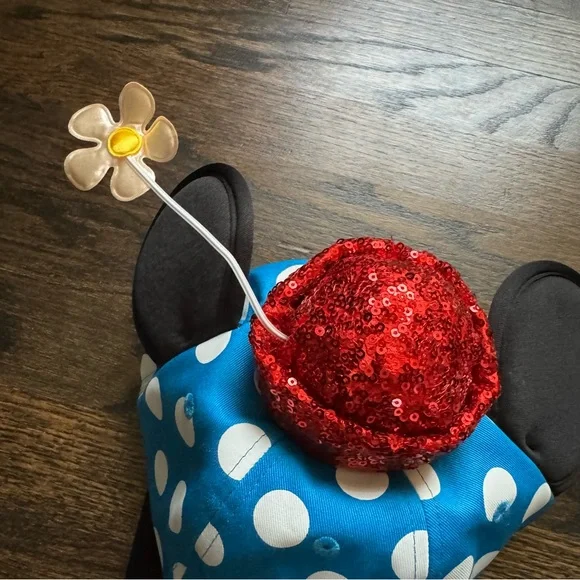 Disney Parks Blue Polka Dot Steamboat Minnie Ears Daisy Flower Baseball Hat NWT - Picture 3 of 5